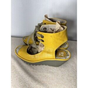 Fly London Womens Shoes EU 40 Yellow Leather Sandals Womens Ankle